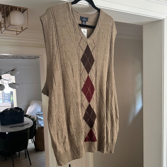 NWT Men's DOCKERS Brown Argyle Sweater Vest - Size Men's XL - Picture 3 of 10